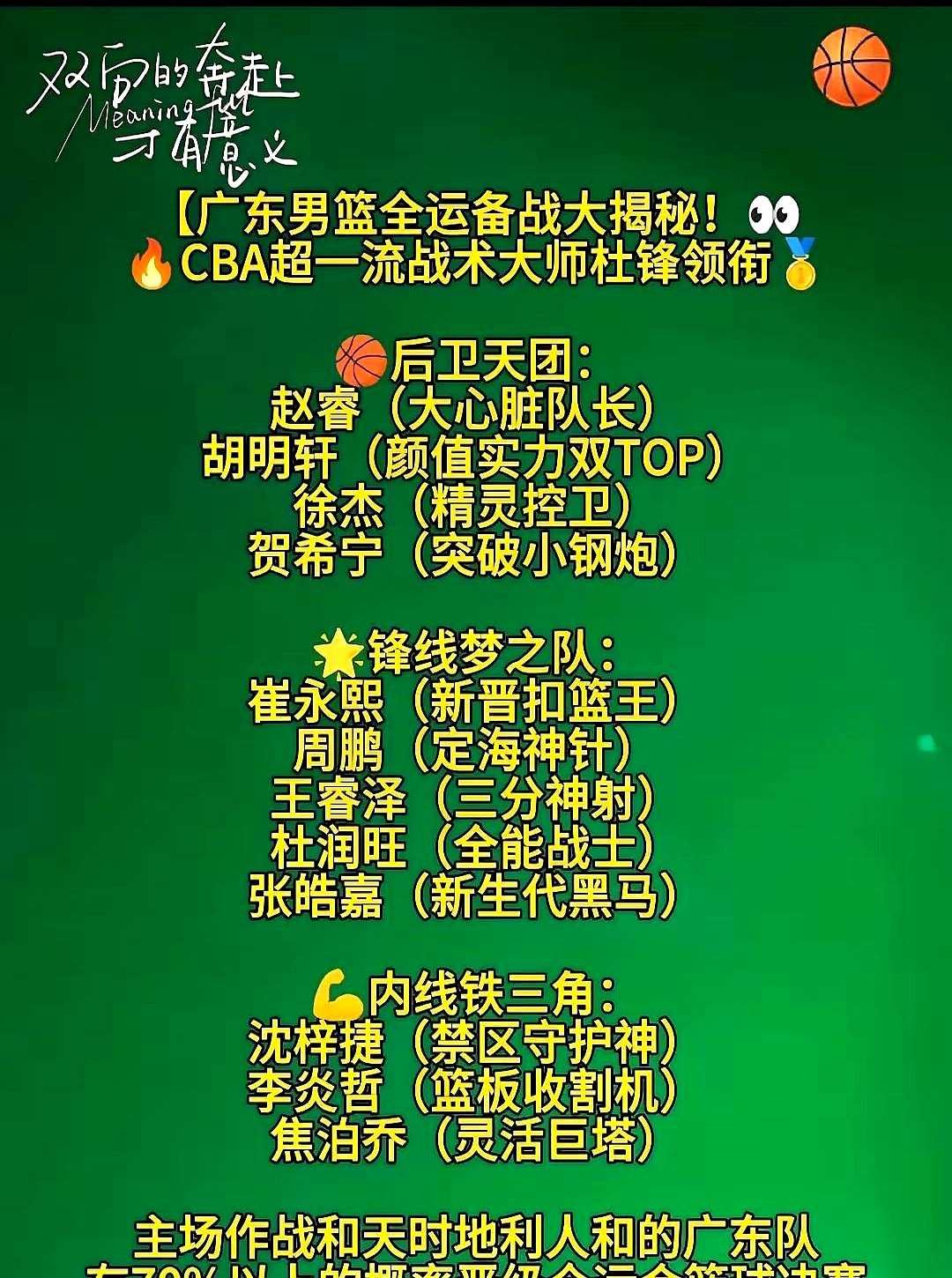 广东队连胜达到四场，领跑积分榜